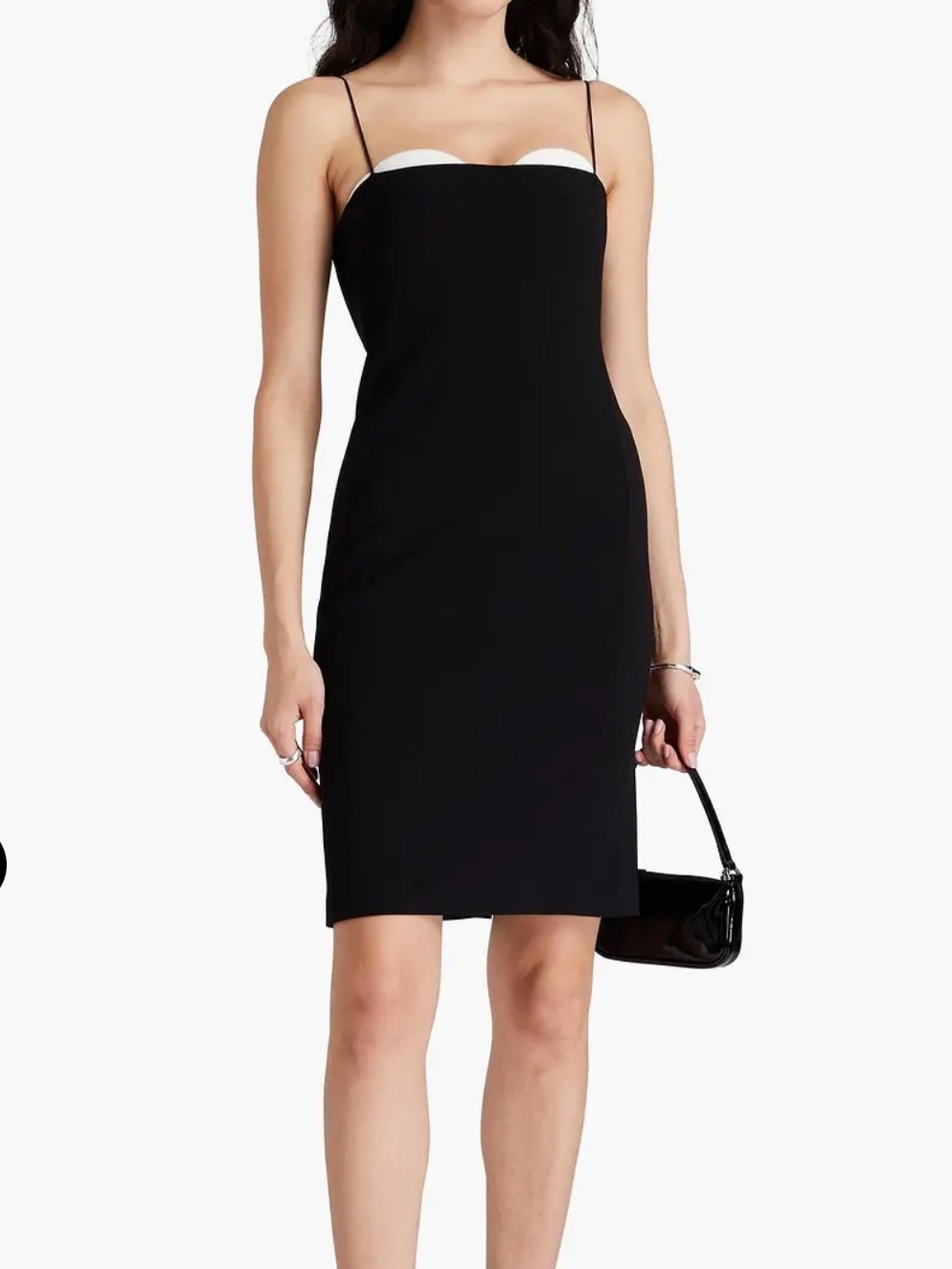 Nwt Alice + Olivia Ada Peekaboo Black Mini Dress With White Bust Accent. Sz: 2